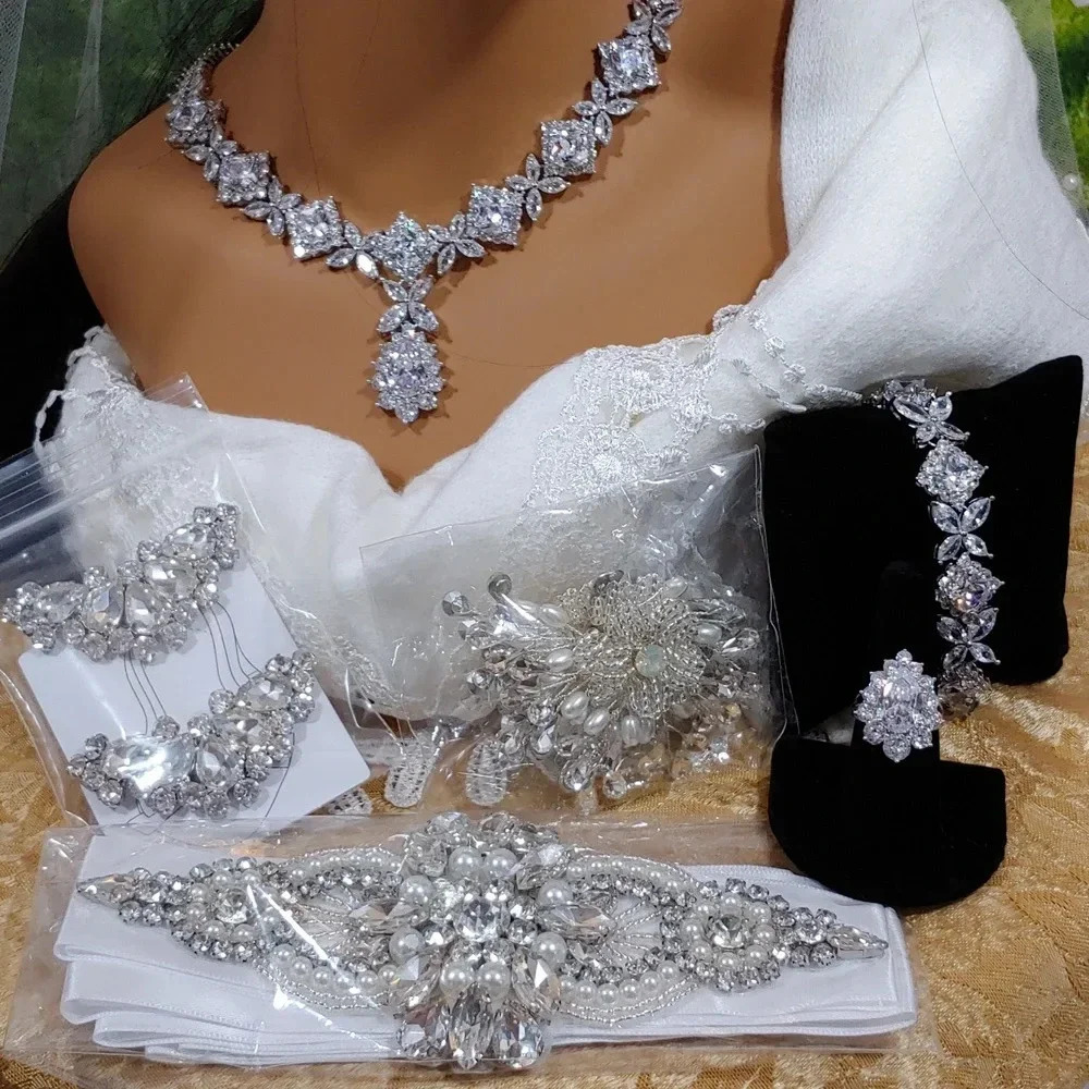 7pc One-Of-A-Kind Bridal Tiara Set for Weddings - Picture 9 of 17